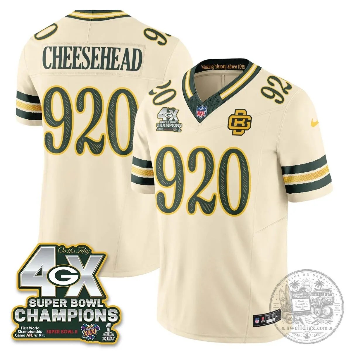 Green Bay Packers Jordan Love Super Bowl Champions Football Jersey 49 Green Bay Packers Jordan Love Super Bowl Champions Football Jersey