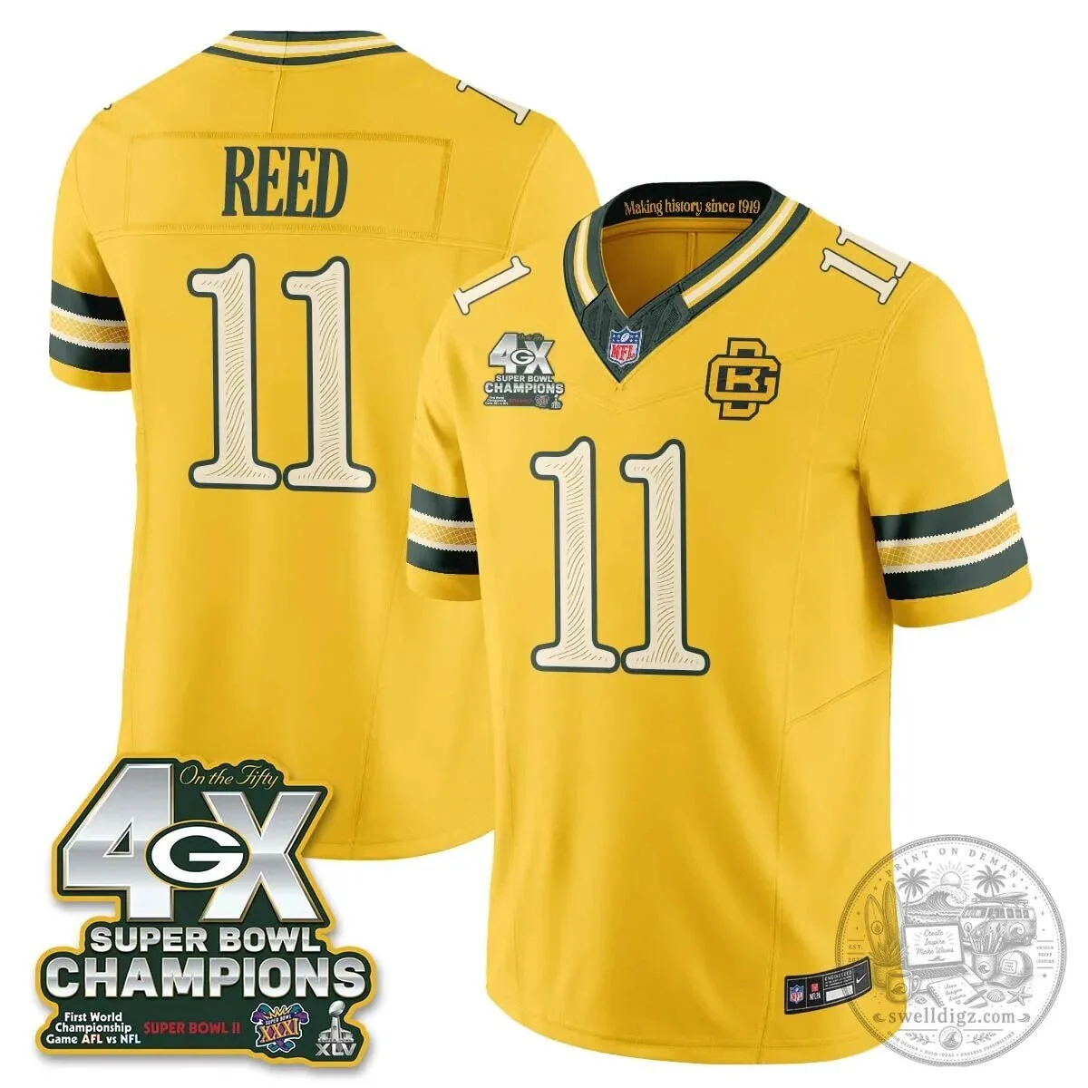 Green Bay Packers Jordan Love Super Bowl Champions Football Jersey 52 Green Bay Packers Jordan Love Super Bowl Champions Football Jersey