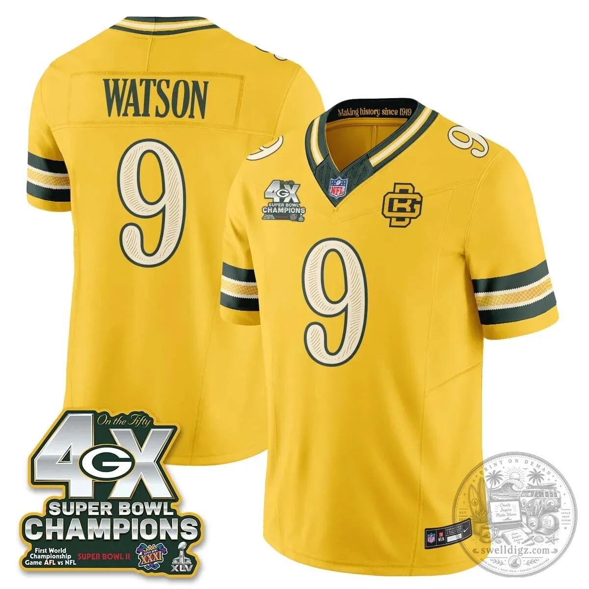 Green Bay Packers Jordan Love Super Bowl Champions Football Jersey 53 Green Bay Packers Jordan Love Super Bowl Champions Football Jersey