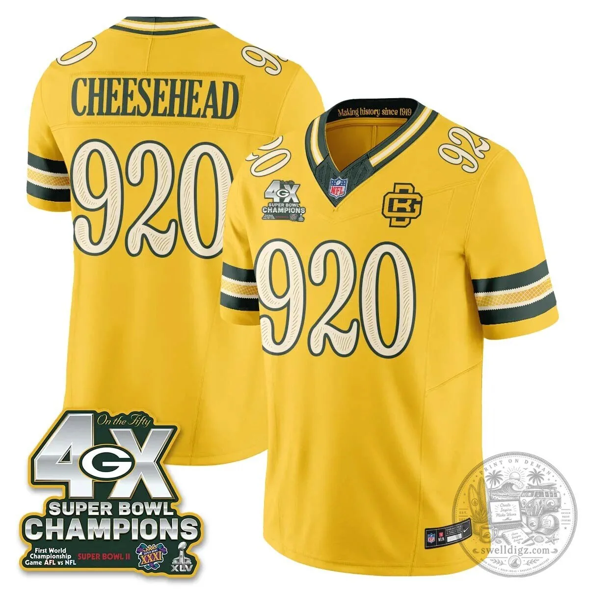 Green Bay Packers Jordan Love Super Bowl Champions Football Jersey 59 Green Bay Packers Jordan Love Super Bowl Champions Football Jersey