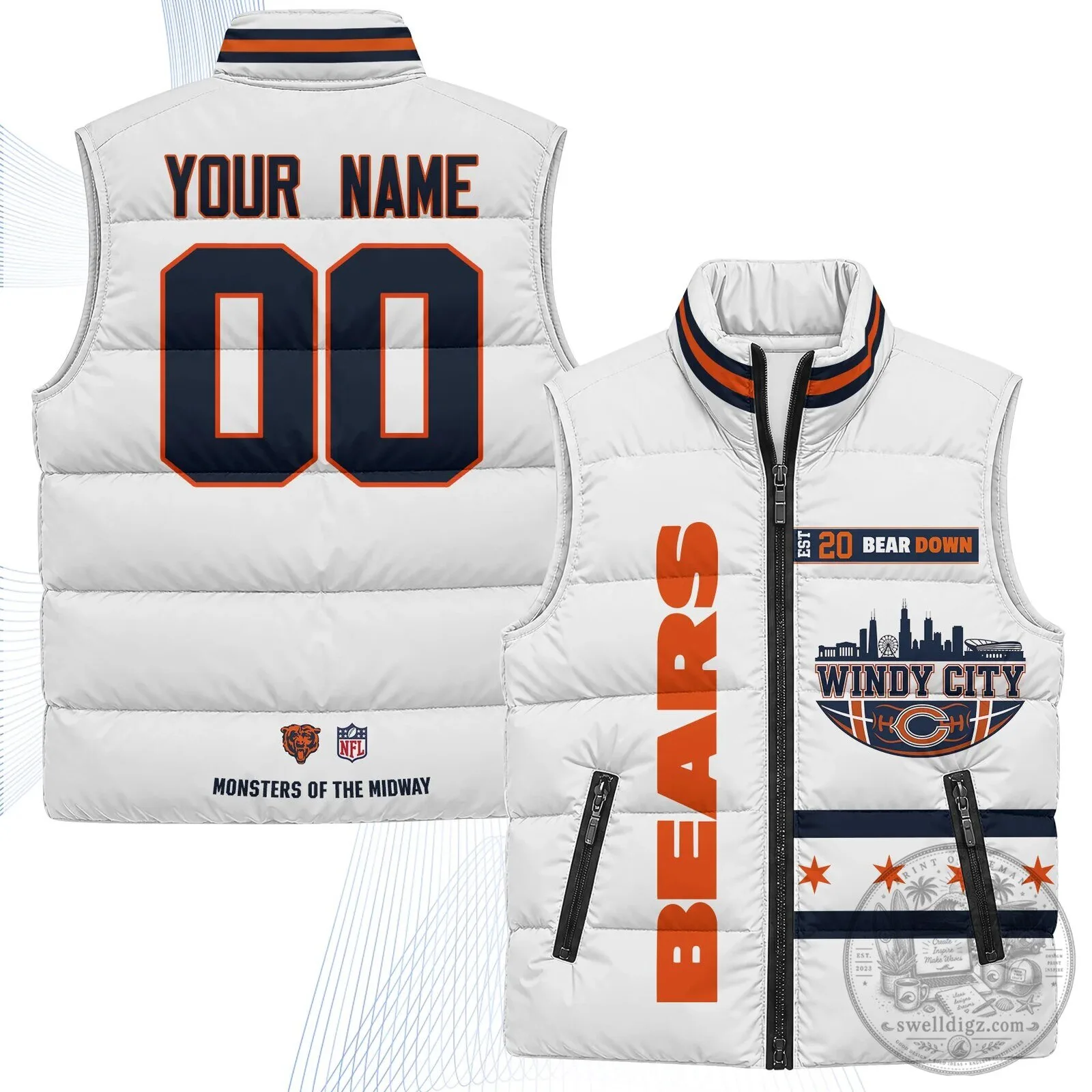 Chicago Bears Personalized NFL Football Team Puffer Vest 4 Chicago Bears Personalized NFL Football Team Puffer Vest