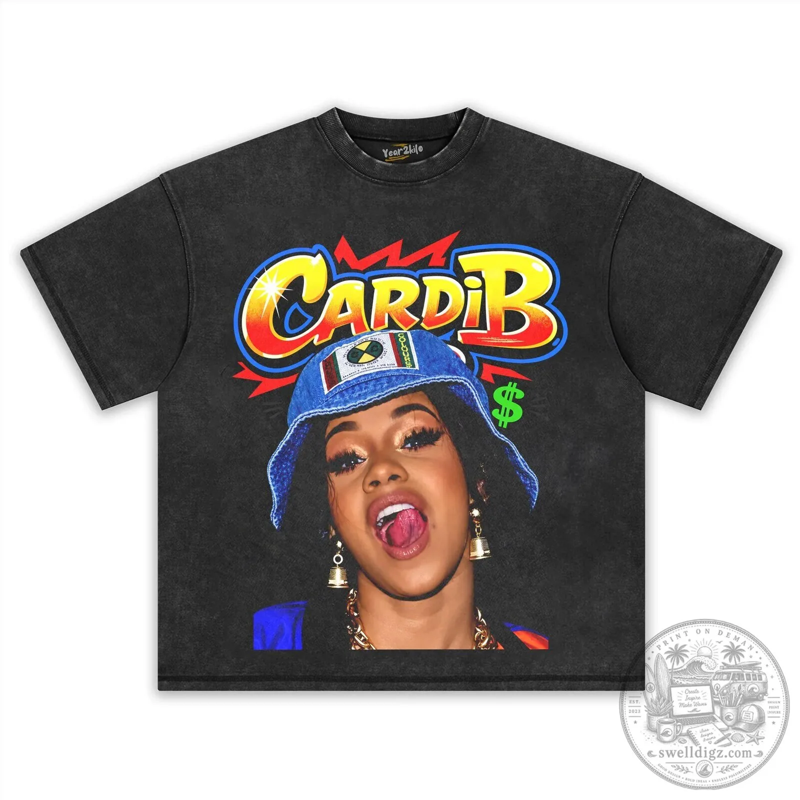 Cardi B Rapper Portrait Graphic Design Black Adult Unisex T-Shirt 8 Cardi B Rapper Portrait Graphic Design Black Adult Unisex T-Shirt
