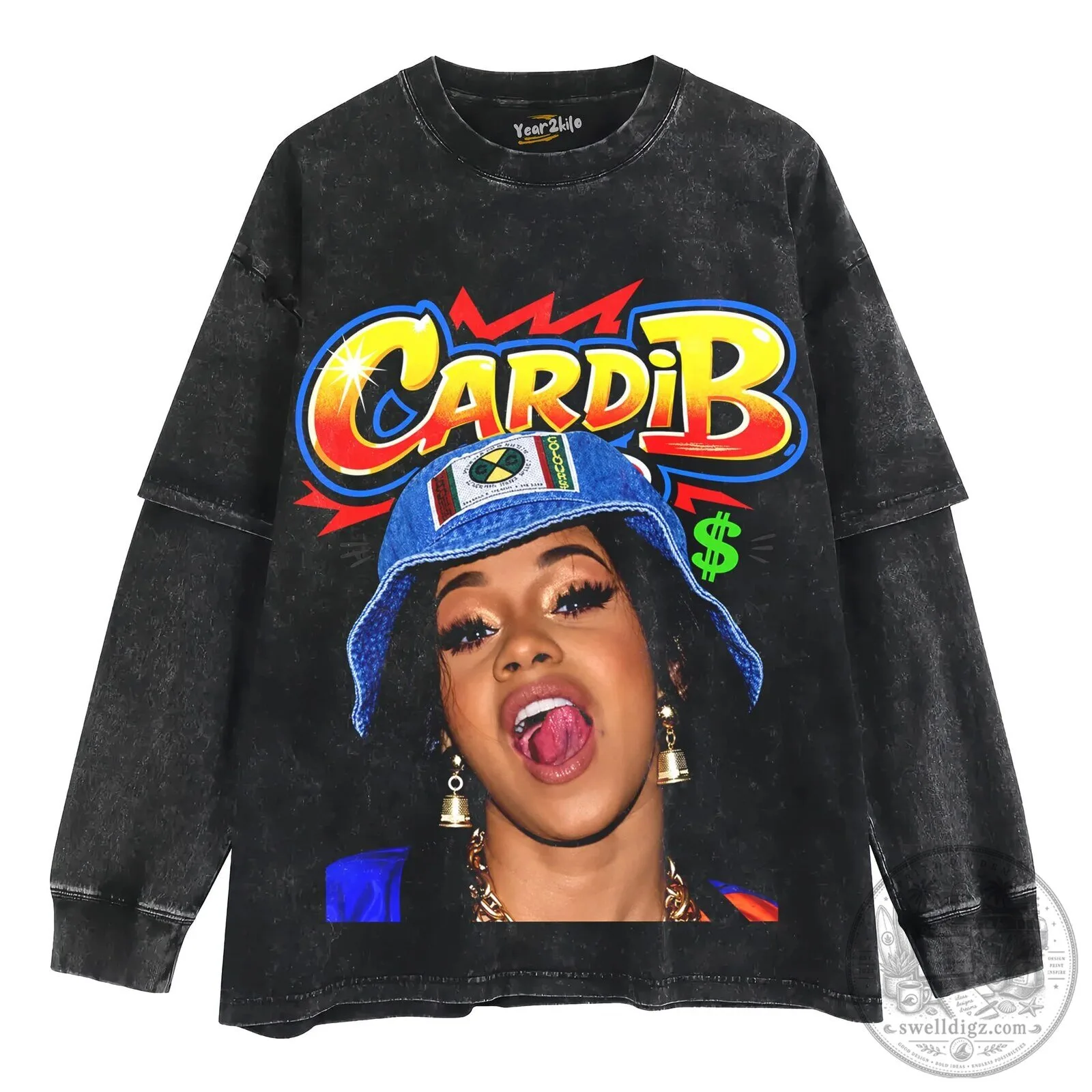 Cardi B Rapper Portrait Graphic Design Black Adult Unisex T-Shirt 10 Cardi B Rapper Portrait Graphic Design Black Adult Unisex T-Shirt