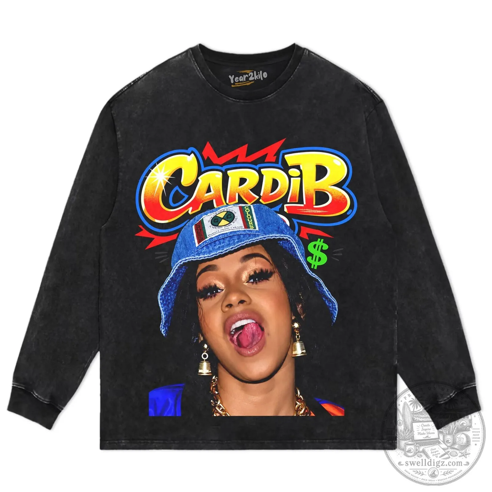 Cardi B Rapper Portrait Graphic Design Black Adult Unisex T-Shirt 12 Cardi B Rapper Portrait Graphic Design Black Adult Unisex T-Shirt