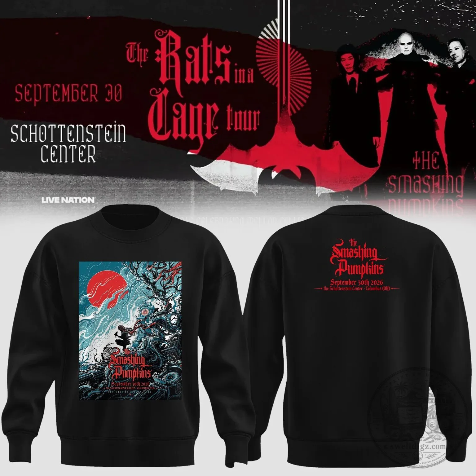 The Smashing Pumpkins Rats in a Cage Tour Schottenstein Center Concert Sweatshirt 1 The Smashing Pumpkins Rats in a Cage Tour Schottenstein Center Concert Sweatshirt