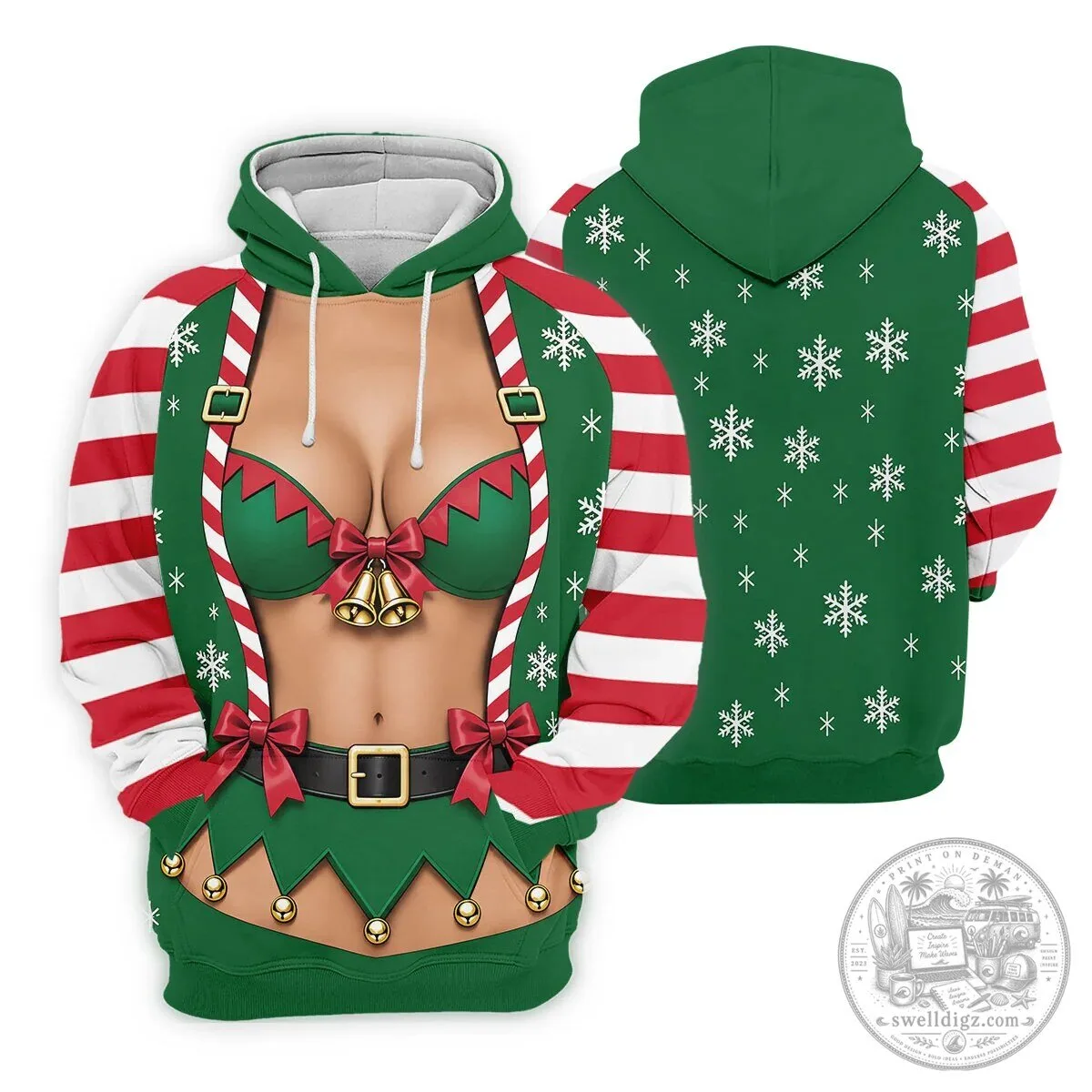 Funny Christmas Elf Bikini Women's Sleeveless Golf Polo Shirt 19 Funny Christmas Elf Bikini Women