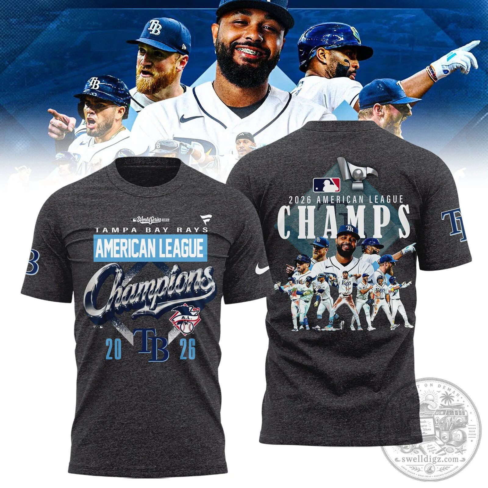 Tampa Bay Rays 2026 American League Champions Baseball T-Shirt