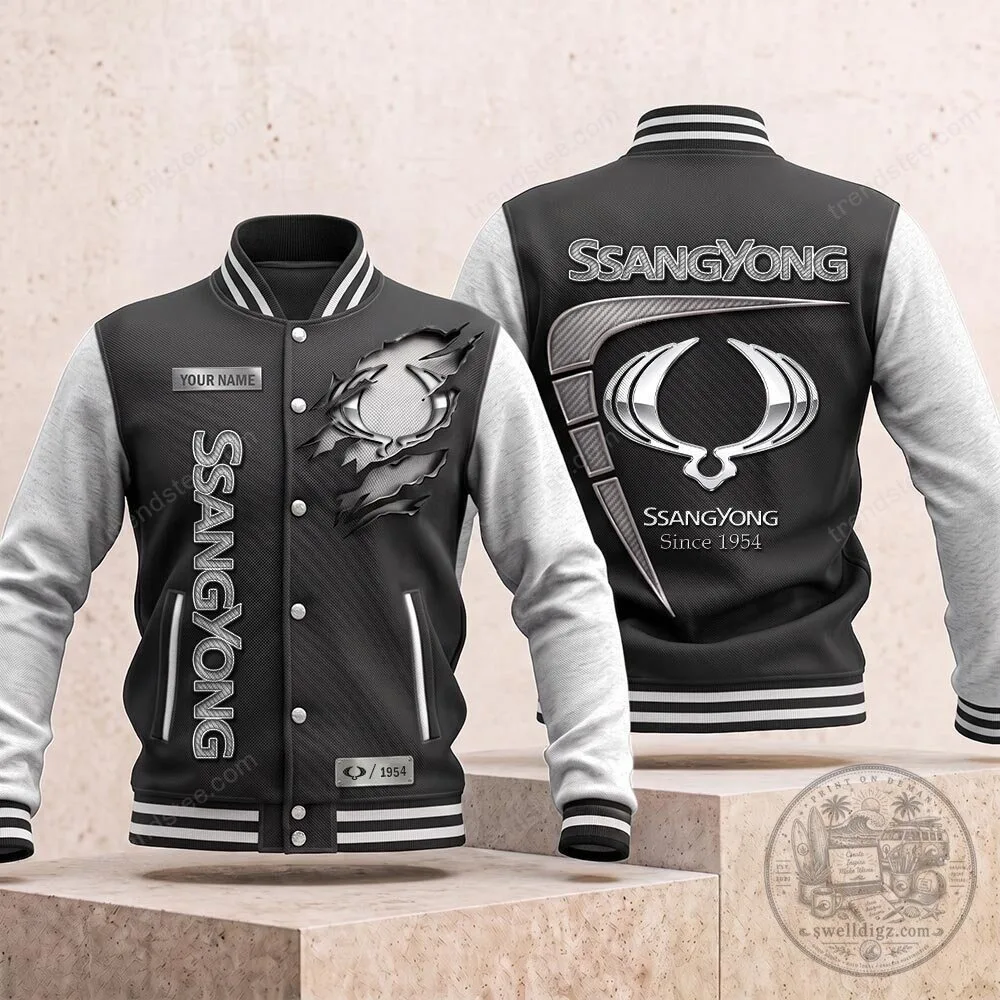 SsangYong Motor Company Logo Custom Name Varsity Jacket 1 SsangYong Motor Company Logo Custom Name Varsity Jacket
