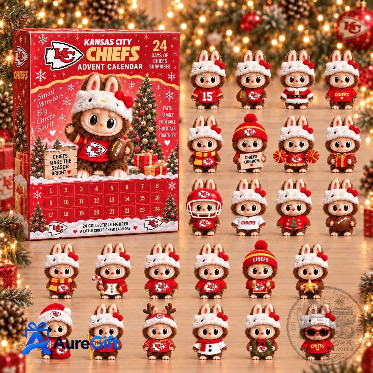 Kansas City Chiefs NFL Labubu Christmas Kickoff 24 Days of Surprises Advent Calendar 2D