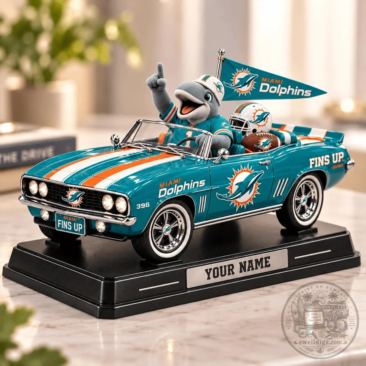 Miami Dolphins Personalized Name Car Sculpture Collectible Figurine