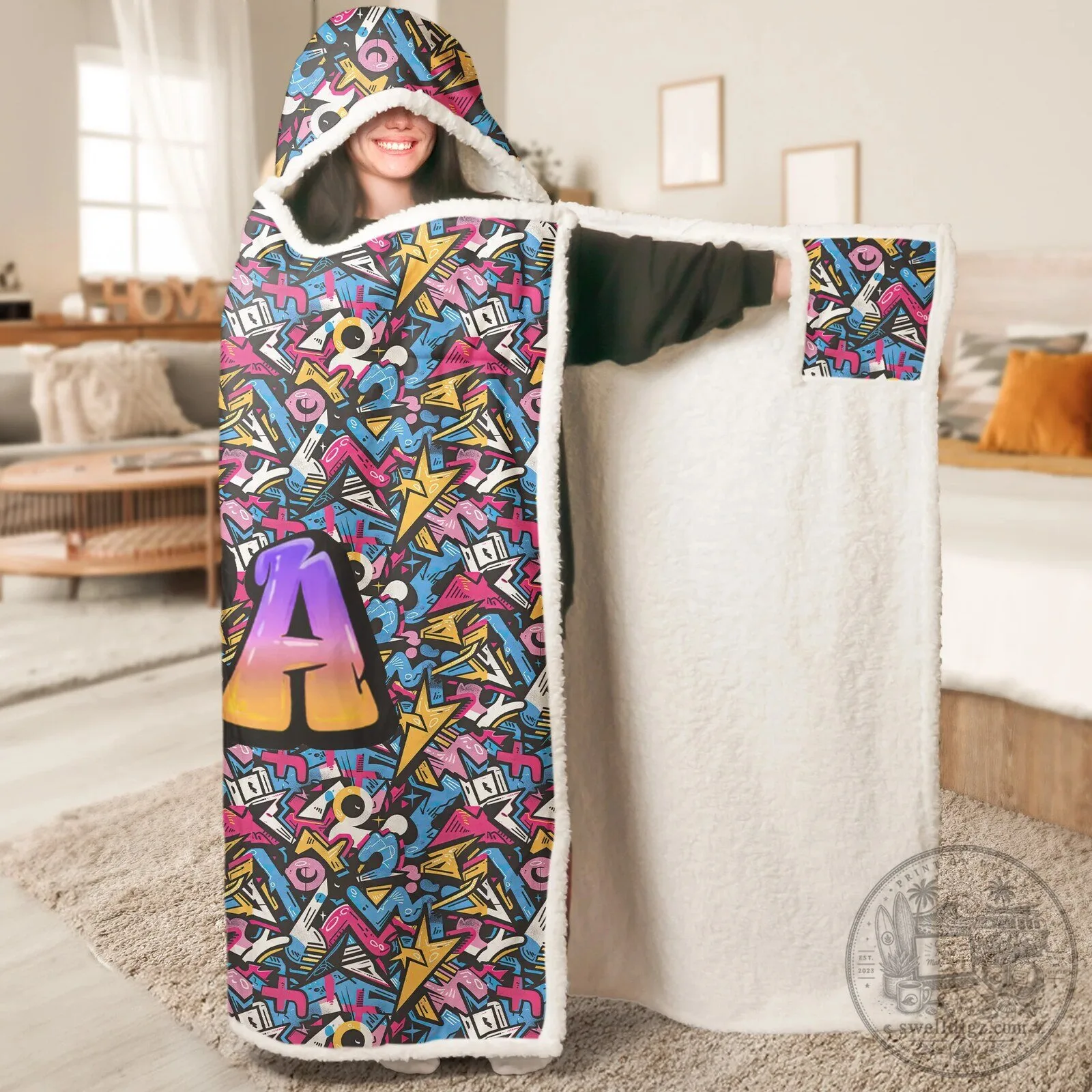 Personalized Graffiti Style Name Sophia Hooded Blanket 9 Personalized Graffiti Style Name Sophia Hooded Blanket