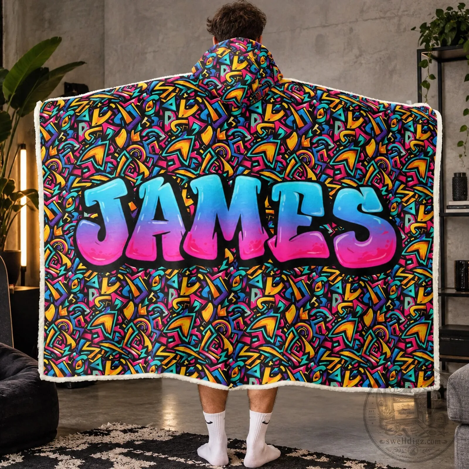 Personalized Graffiti Style Name Sophia Hooded Blanket 11 Personalized Graffiti Style Name Sophia Hooded Blanket