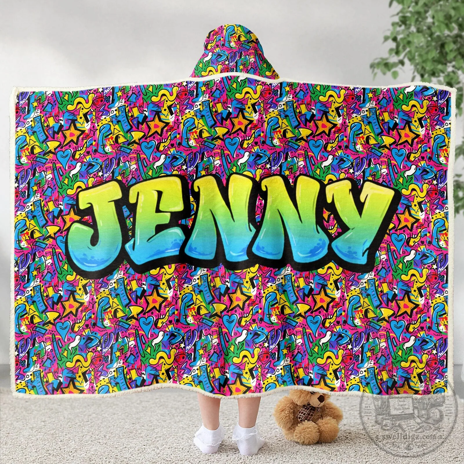 Personalized Graffiti Style Name Sophia Hooded Blanket 12 Personalized Graffiti Style Name Sophia Hooded Blanket