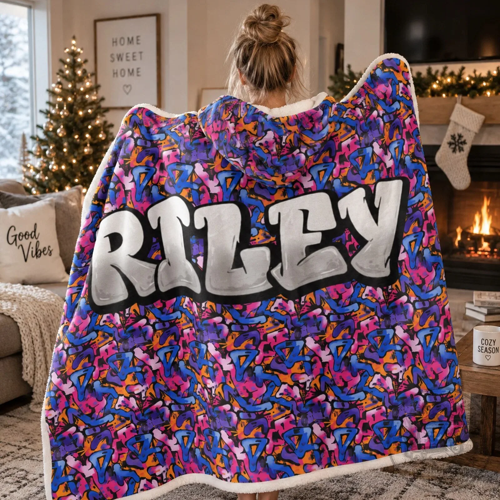 Personalized Graffiti Style Name Sophia Hooded Blanket 14 Personalized Graffiti Style Name Sophia Hooded Blanket