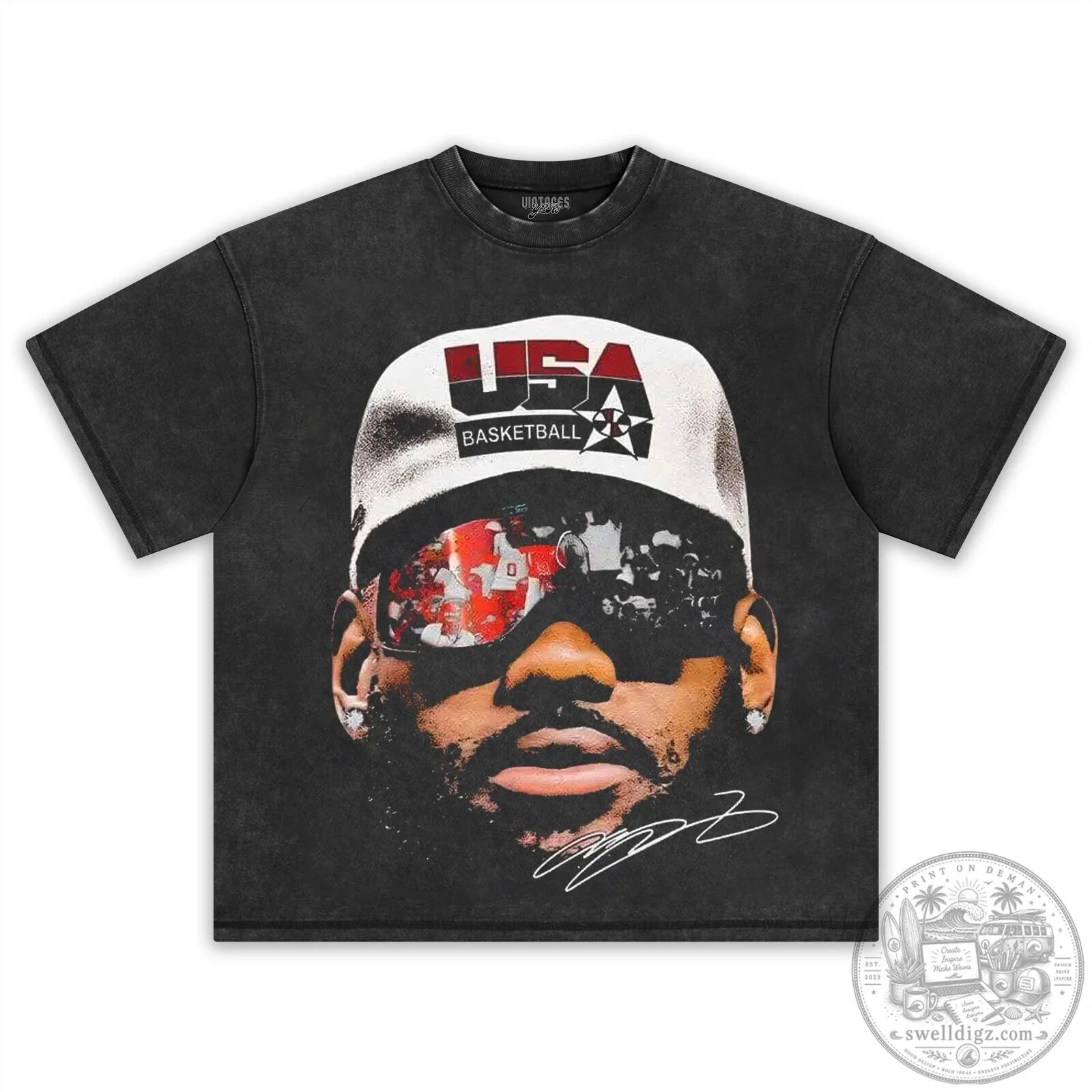 LeBron James USA Basketball Vintage Graphic Black T-Shirt 3 LeBron James USA Basketball Vintage Graphic Black T-Shirt
